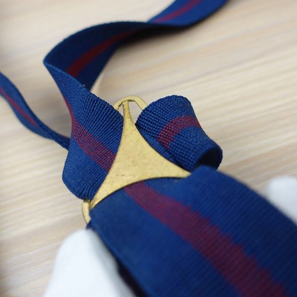 Suspender Mens Blue Striped Clip On Braces X Back Adjustable Elastic Stretch - Picture 9 of 10